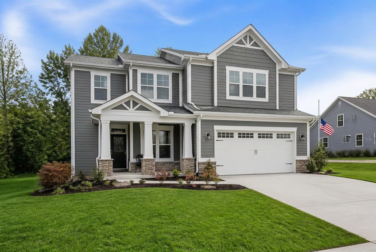 Suburban American home with modern replacement windows